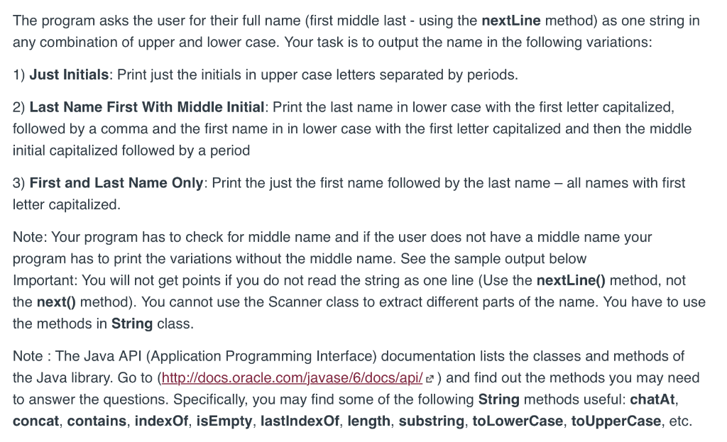 Solved The program asks the user for their full name (first | Chegg.com