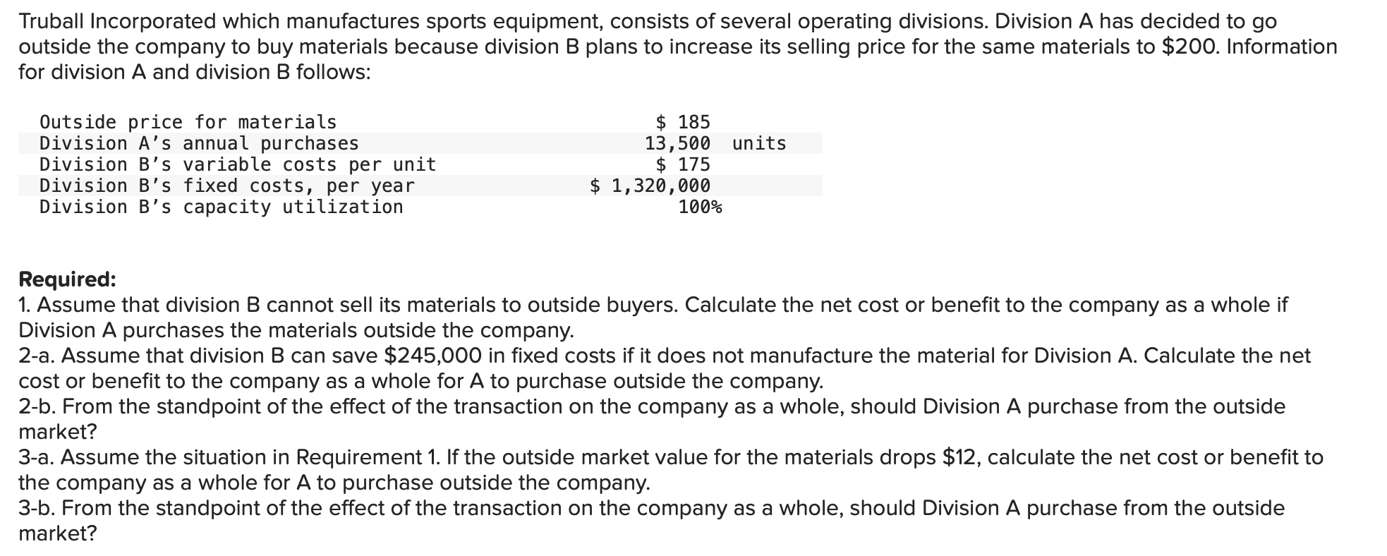 Solved Truball Incorporated Which Manufactures Sports | Chegg.com