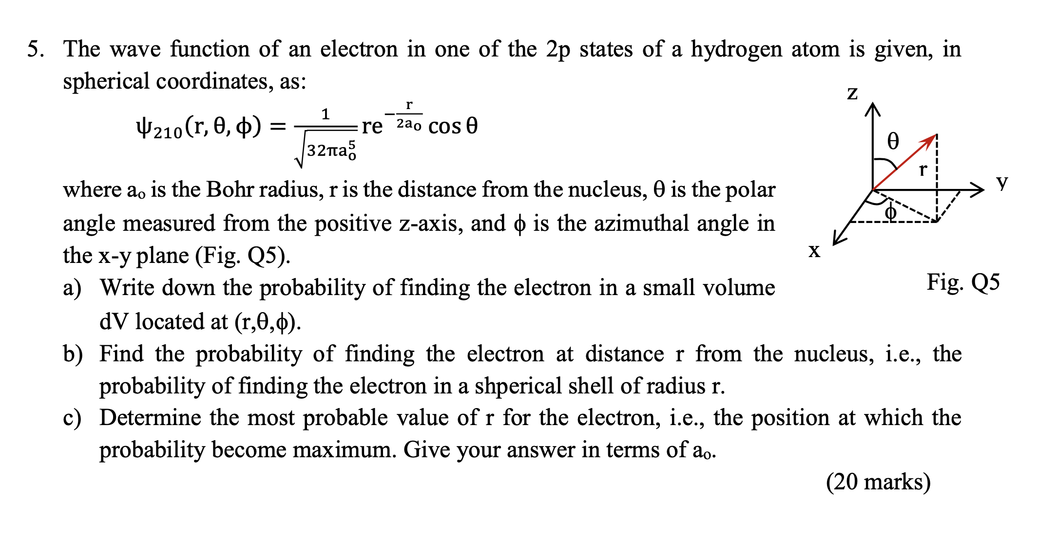 Solved The wave function of an ﻿electron in ﻿one of ﻿the 2p | Chegg.com