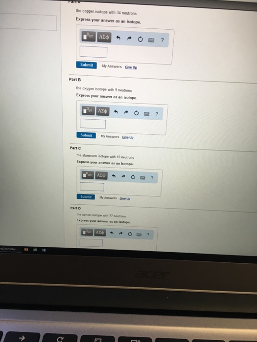 Solved the copper isotope with 34 neutrons Express your