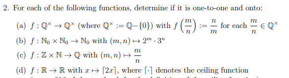 2. For each of the following functions, determine if | Chegg.com