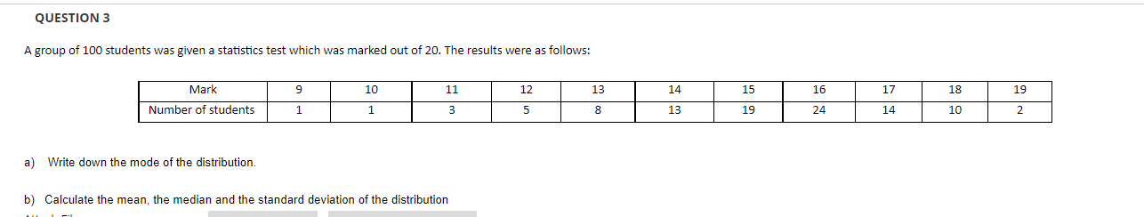Solved QUESTION 3 A group of 100 students was given a | Chegg.com