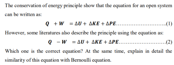 Solved The Conservation Of Energy Principle Show That The | Chegg.com