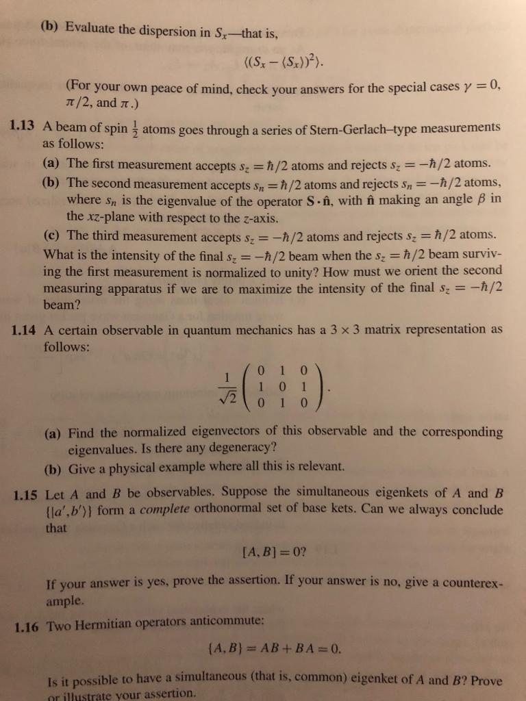 Solved Please answer question 13, from Sakurai's Modern | Chegg.com