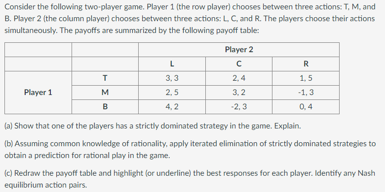 Solved Consider the following two-player game. Player 1 (the | Chegg.com