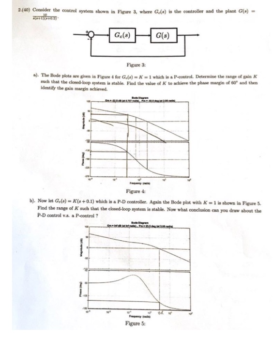 Solved 2.(40) Consider the control system shown in Figure 3, | Chegg.com