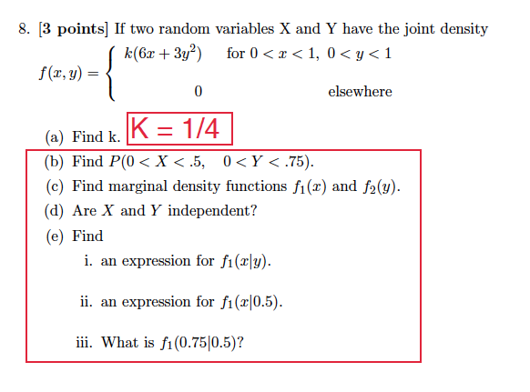 Solved 8. [3 points) If two random variables X and Y have | Chegg.com