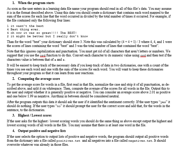 Solved : . This assignment focuses on using dictionaries. | Chegg.com