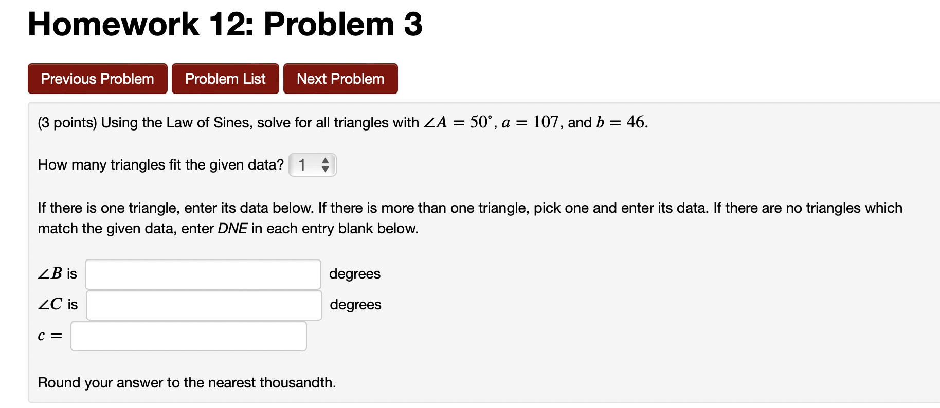 Solved Homework 12: Problem 3 Previous Problem Problem List | Chegg.com