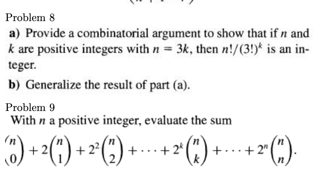 Solved Problem 8 A) Provide A Combinatorial Argument To Show | Chegg.com