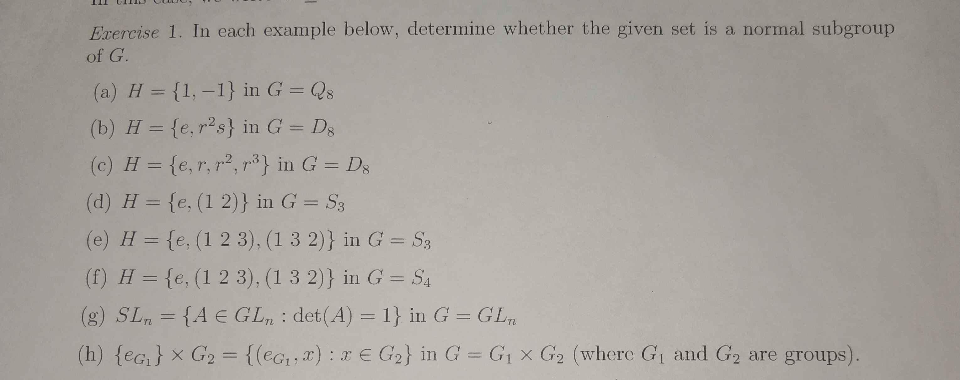 Solved Exercise 1 In ï Each Example Below Determine Whether Chegg