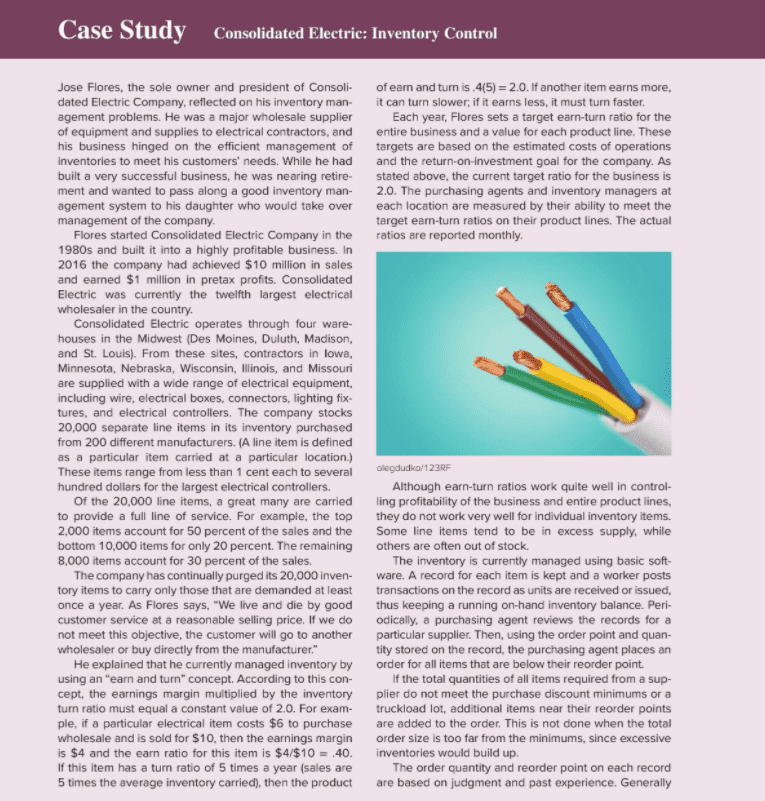 Solved Case Study Consolidated Electric Inventory Control