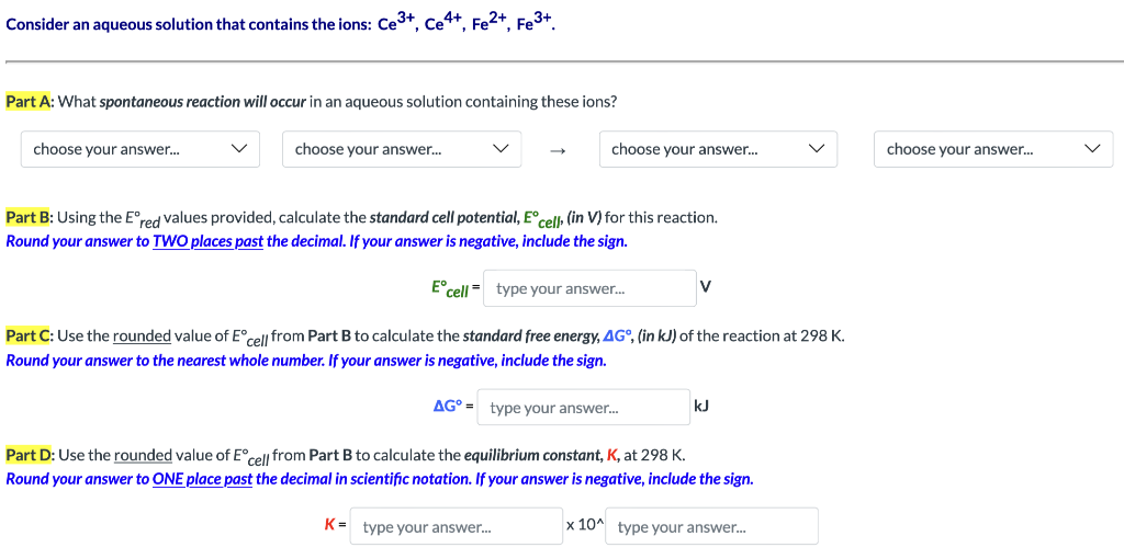 Solved Consider An Aqueous Solution That Contains The Ions: | Chegg.com