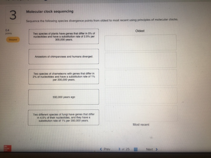 Solved Molecular Clock Sequencing 3 Sequence The Followin...