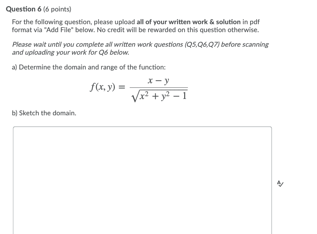 Solved Question 6 (6 points) For the following question, | Chegg.com