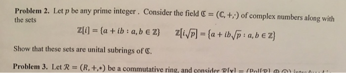 Solved Problem 2. Let P Be Any Prime Integer. Consider The | Chegg.com