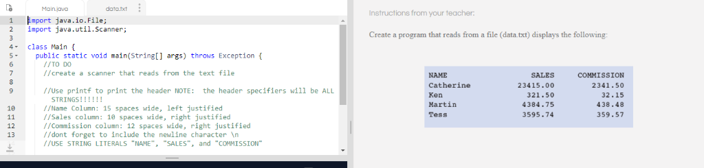 Solved Main java data.tct Instructions from your teacher | Chegg.com