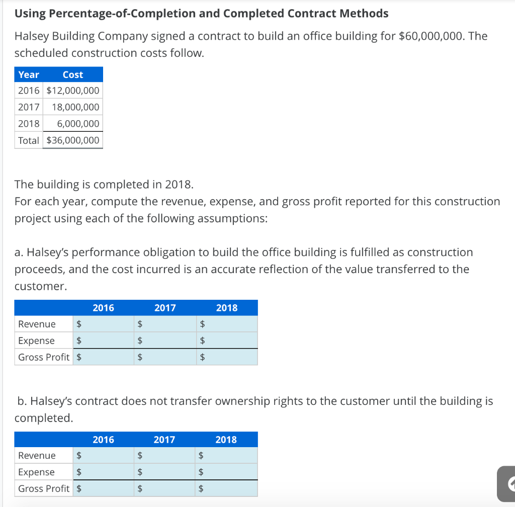 Solved Using Percentage-of-Completion and Completed Contract | Chegg.com