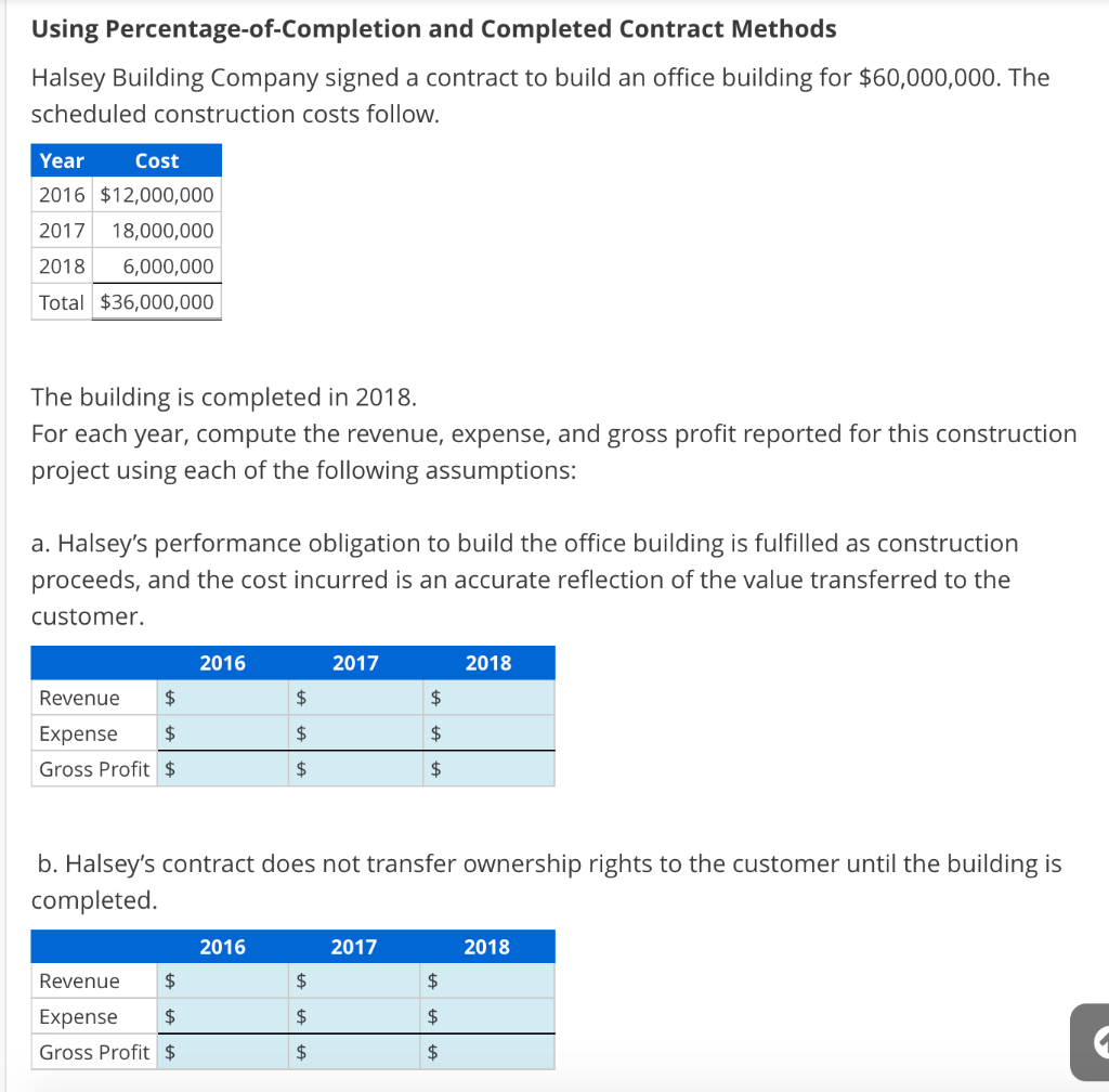 Solved Using Percentage-of-Completion And Completed Contract | Chegg.com