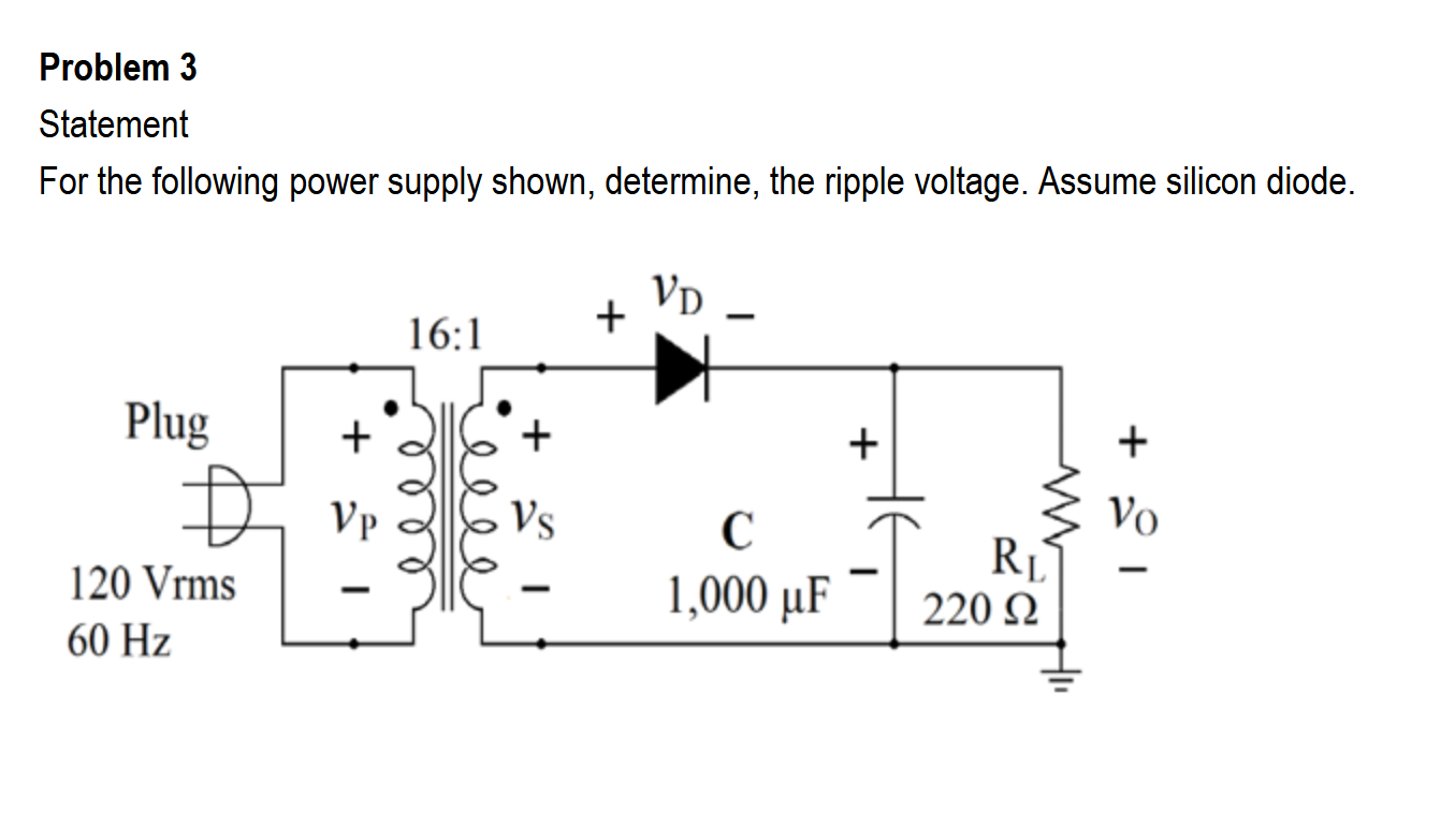 Solved Problem 3 Statement For the following power supply