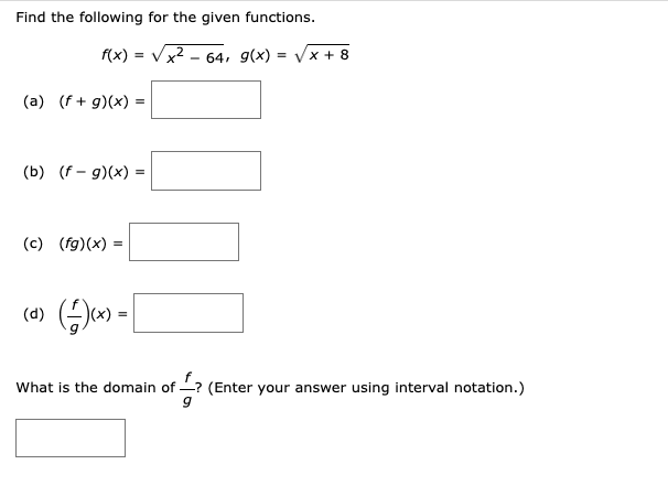 Solved A ﻿find Fgxthe Sum Of Two Functions 2893