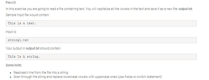 Solved File I/O In this exercise you are going to read a | Chegg.com