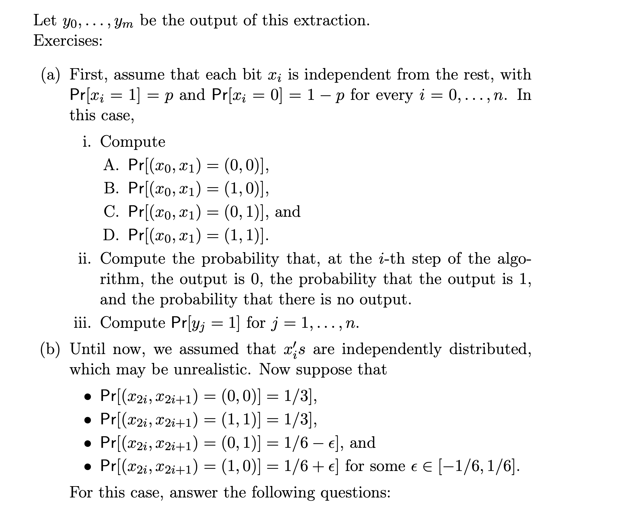 Solved et y0,…,ym be the output of this extraction. | Chegg.com