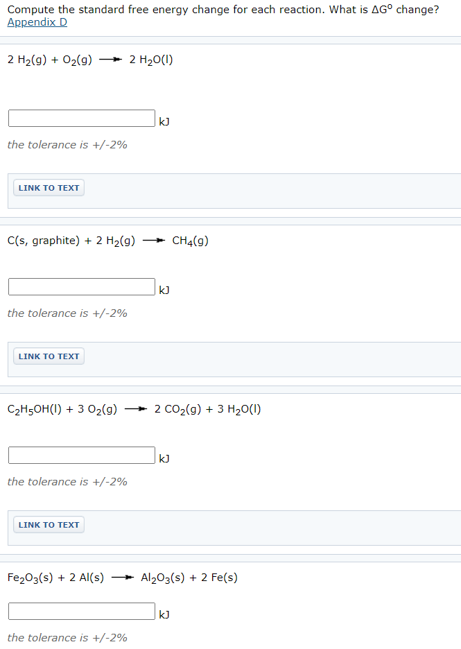 Solved Compute the standard free energy change for each | Chegg.com