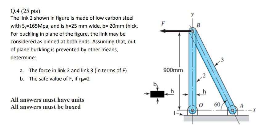 Solved Q.4 (25 pts) The link 2 shown in figure is made of | Chegg.com