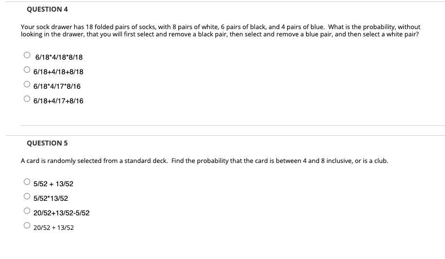 Solved QUESTION 4 Your sock drawer has 18 folded pairs of Chegg com