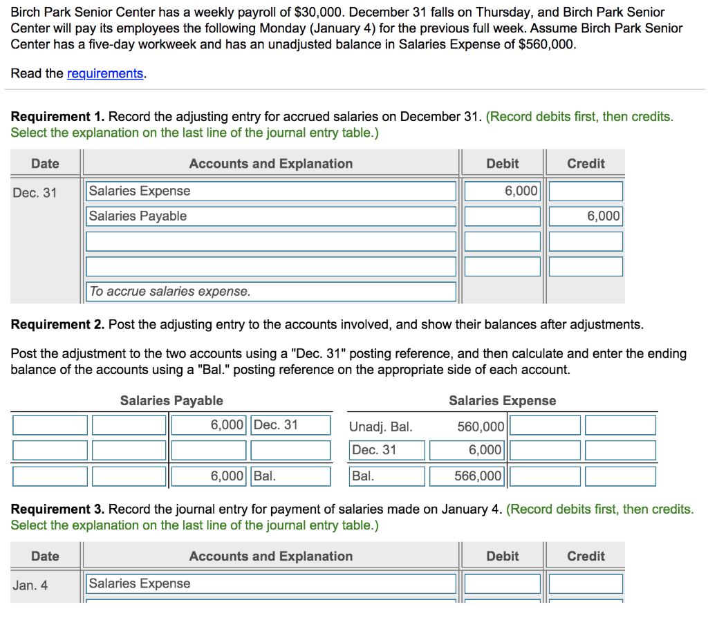 Solved Birch Park Senior Center Has A Weekly Payroll Of Chegg
