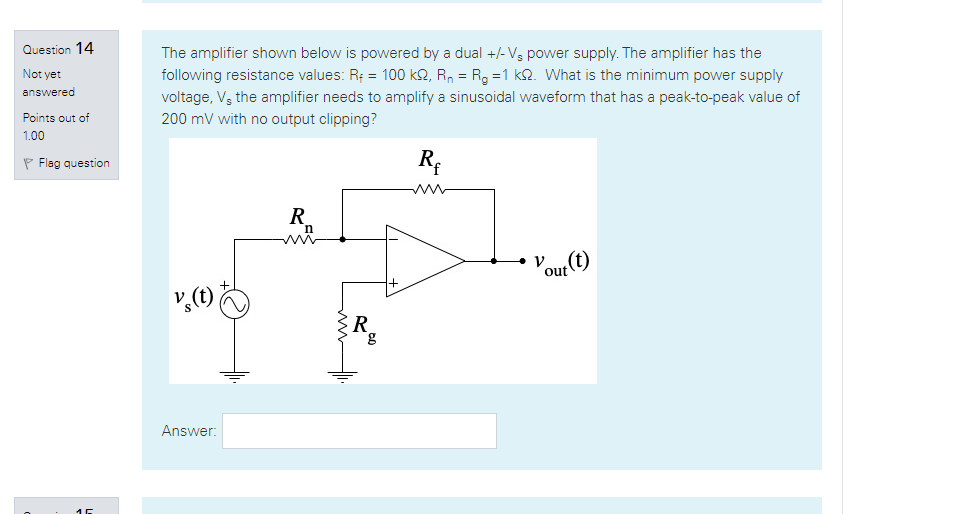 Solved Question 14 Not yet The amplifier shown below is | Chegg.com