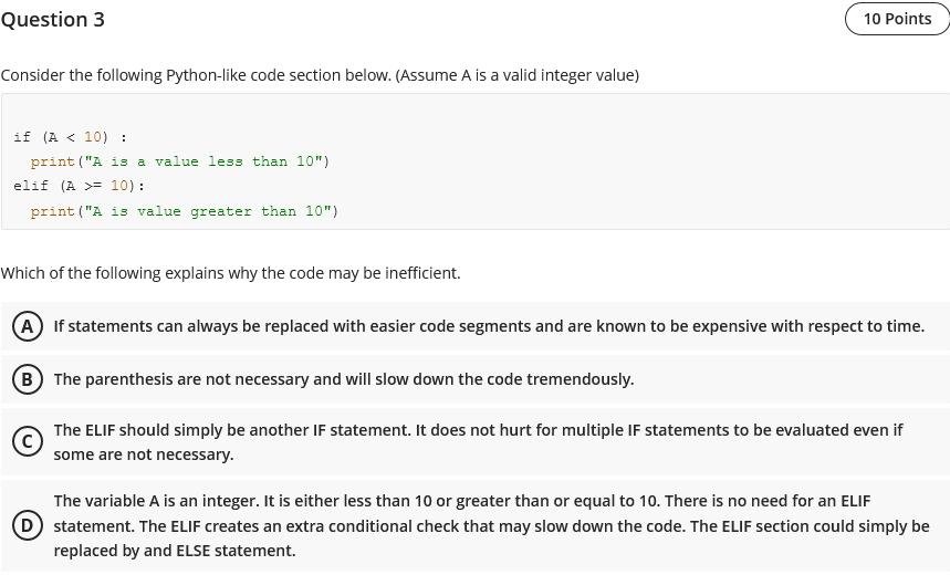Solved Question 3 10 Points Consider the following | Chegg.com