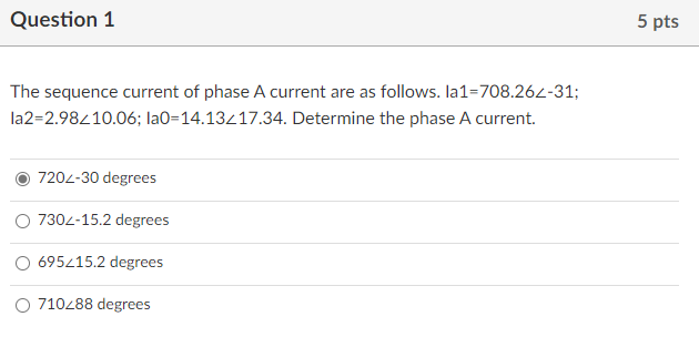 Solved Question 1 5 Pts The Sequence Current Of Phase A | Chegg.com