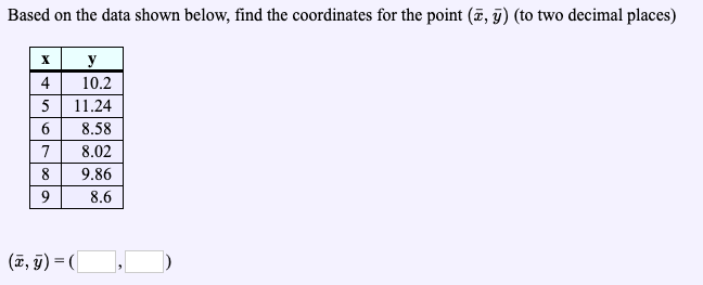 Solved Based on the data shown below, find the coordinates | Chegg.com
