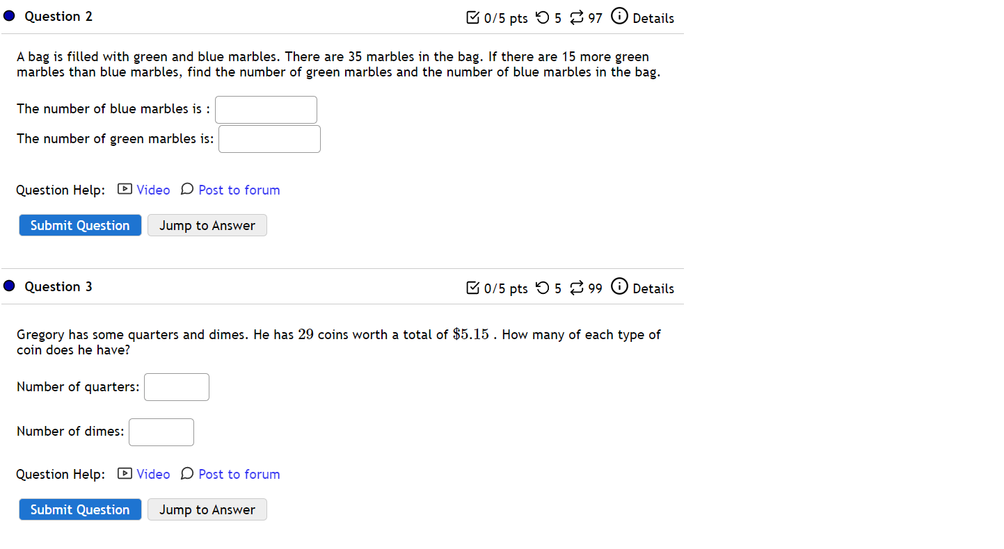 Solved A bag is filled with green and blue marbles. There