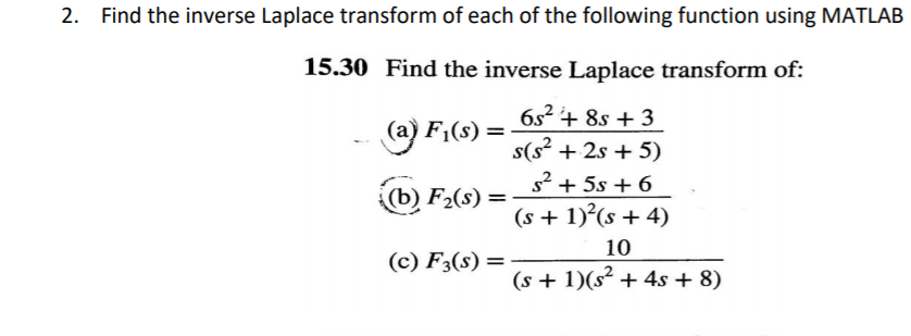 Solved 2. Find The Inverse Laplace Transform Of Each Of The | Chegg.com