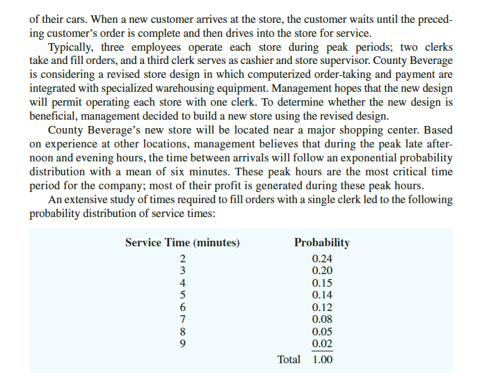 Case Problem 3 County Beverage Drive Thru County Chegg 