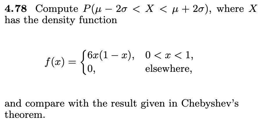 Solved 4.78 Compute P(μ−2σ | Chegg.com