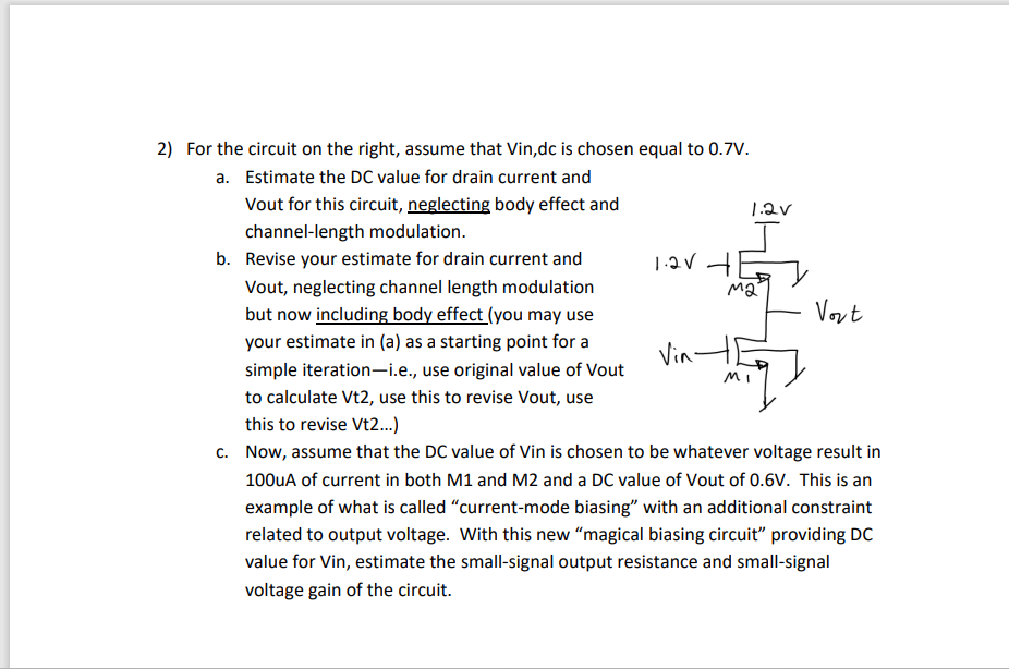 c. Now, assume that the DC value of Vin is chosen to | Chegg.com