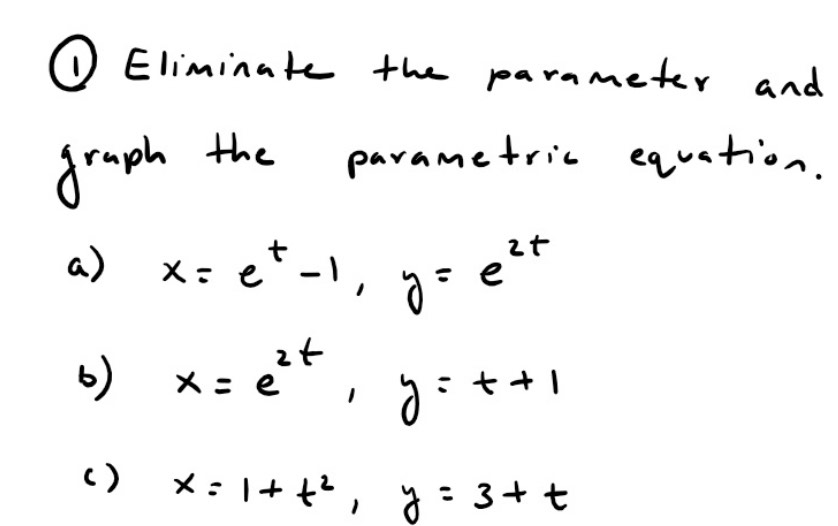 1-eliminate-the-parameter-and-graph-the-parametric-chegg