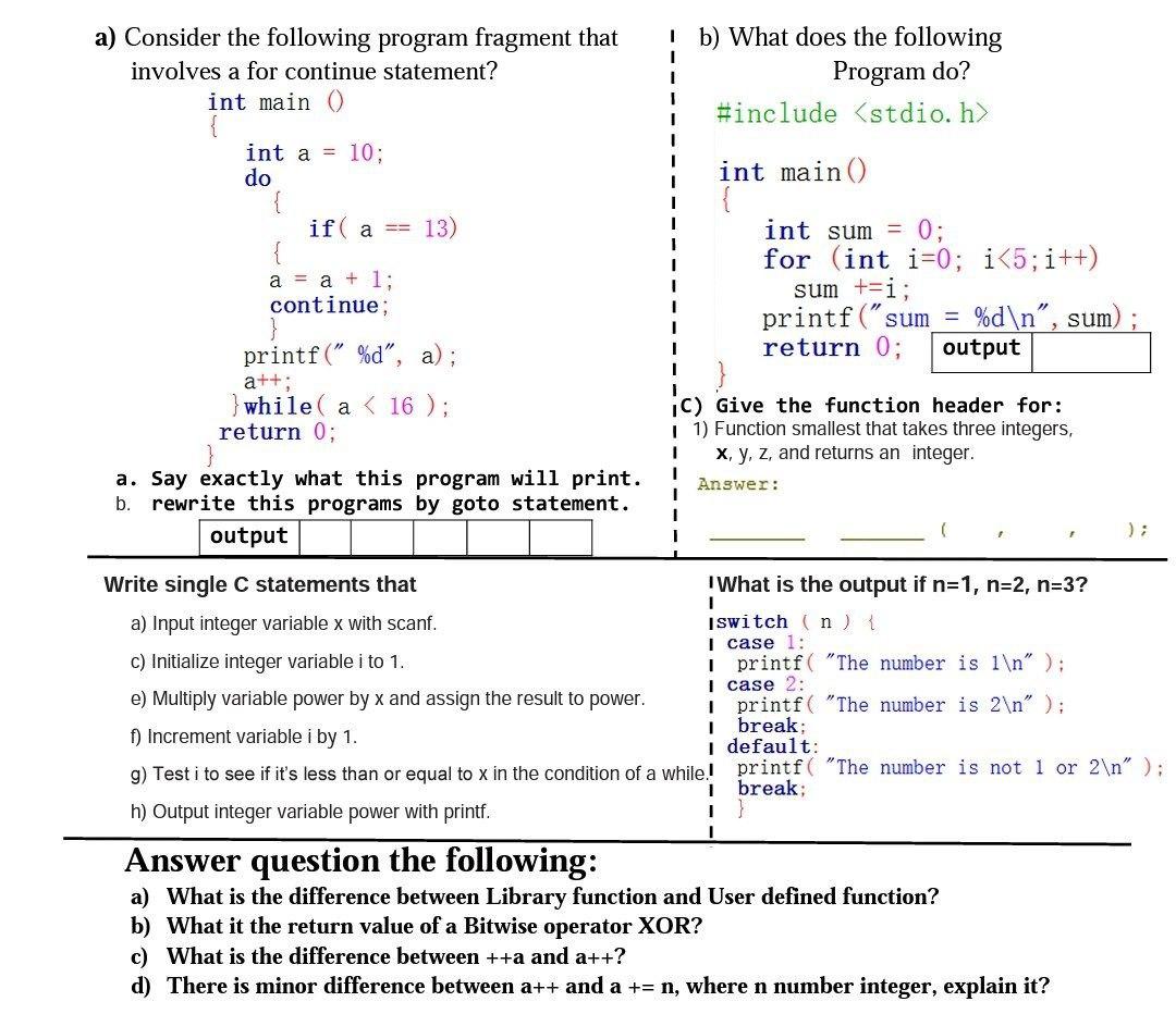 Solved I A) Consider The Following Program Fragment That | Chegg.com