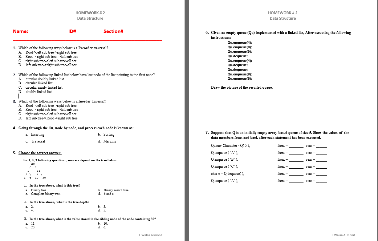 Solved HOMEWORK #2 Data Structure HOMEWORK #2 Data Structure | Chegg.com