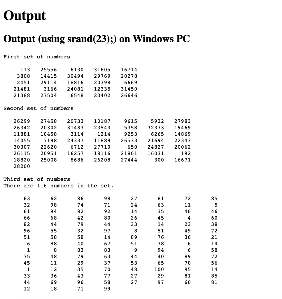 Solved Random Number Generation In the first three programs, | Chegg.com