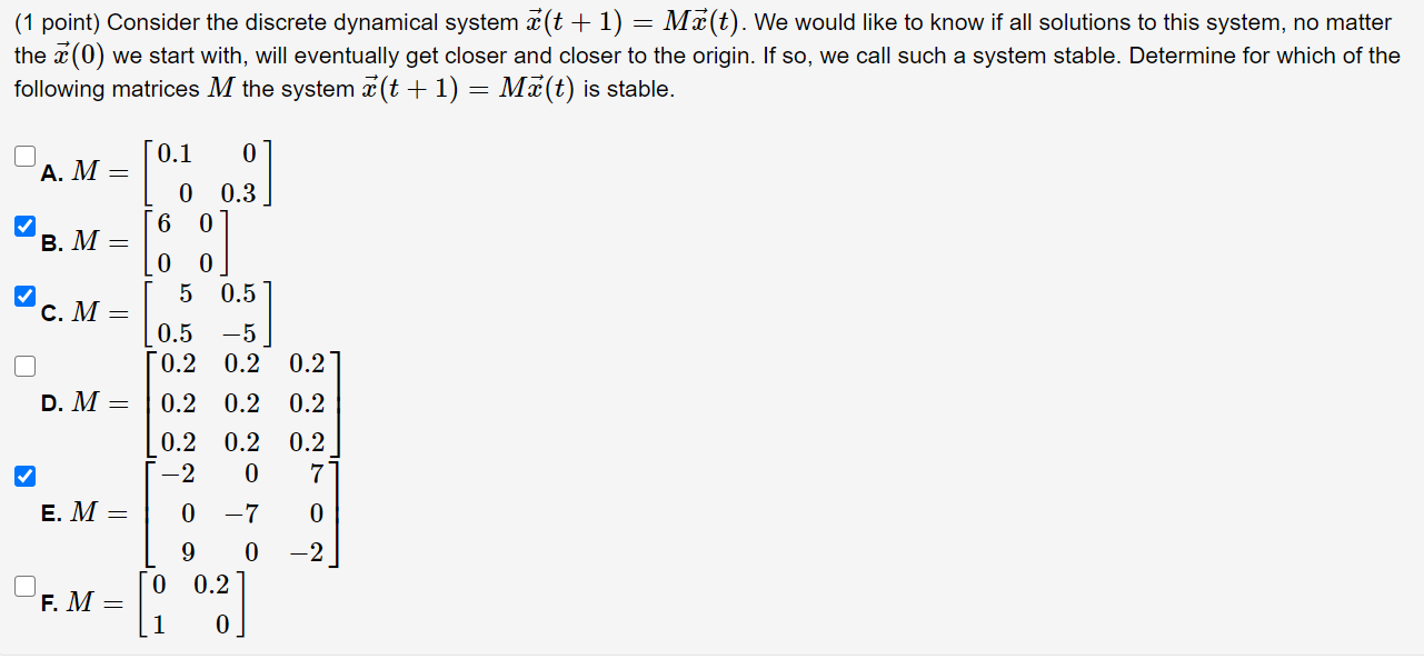 Solved 1 Point Find A 2 X 2 Matrix A For Which E Spa Chegg Com