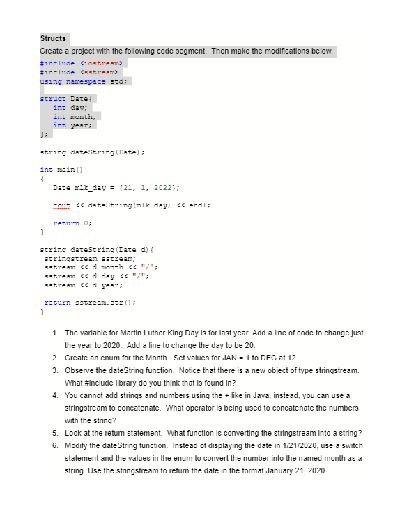 Solved Create a project with the following code segment. | Chegg.com