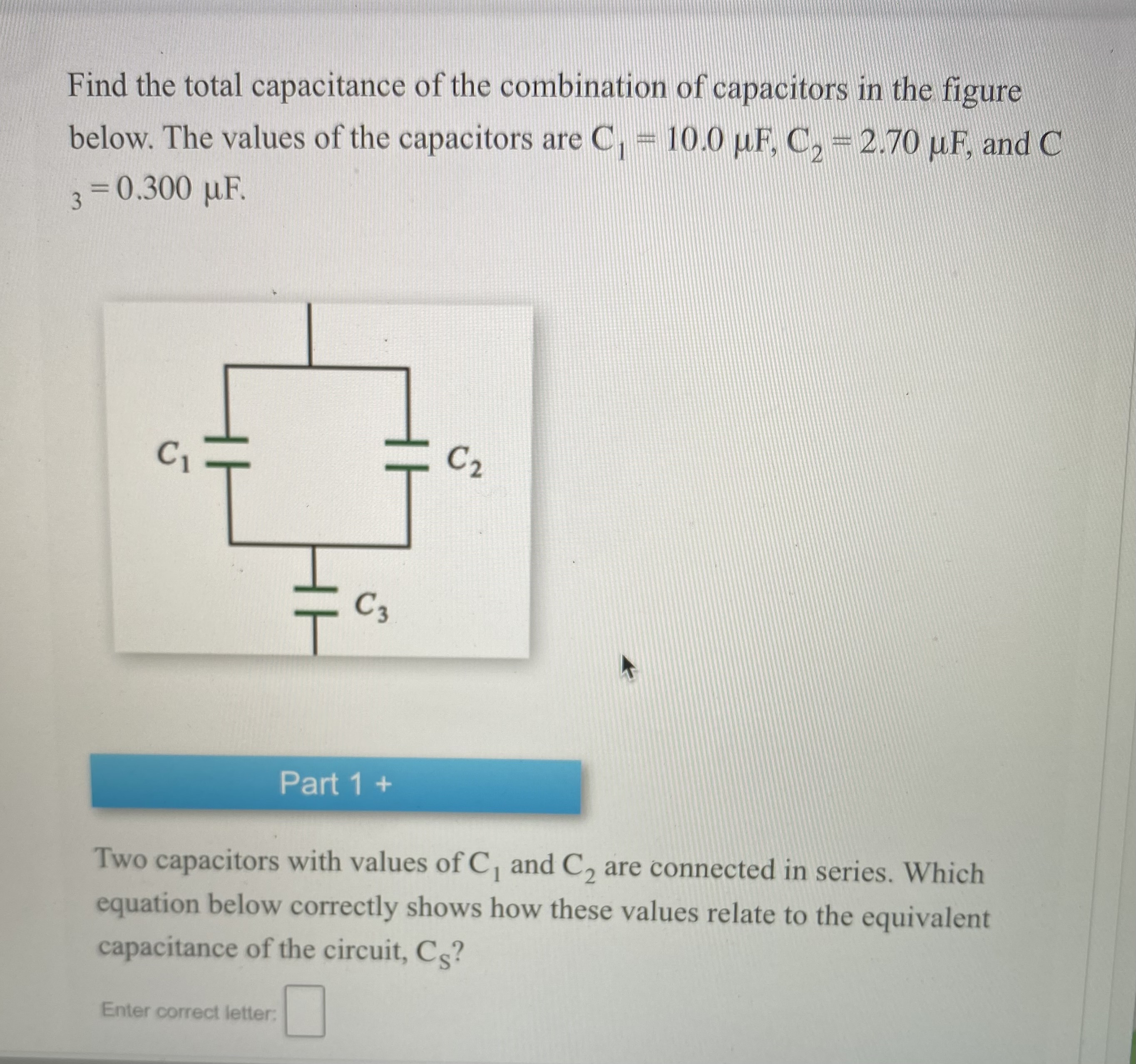 Solved Find the total capacitance of the combination of | Chegg.com