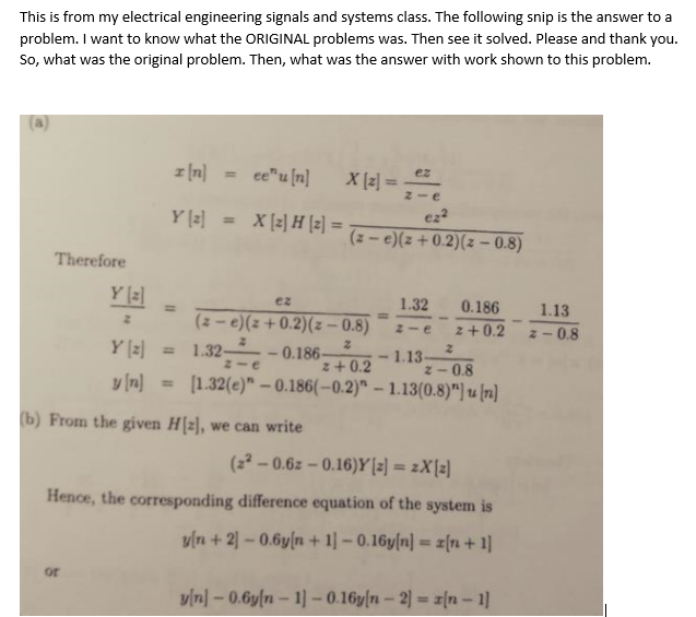 Solved This is from my electrical engineering signals and | Chegg.com