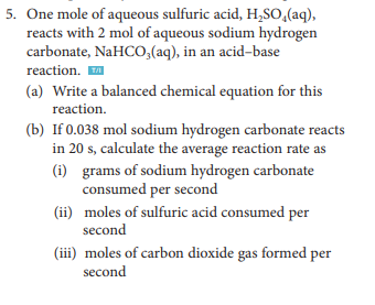 5 One Mole Of Aqueous Sulfuric Acid H So Aq Chegg 