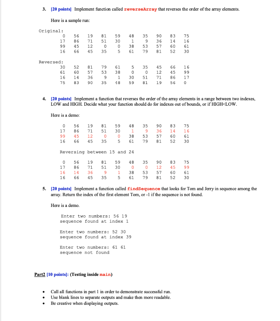 Solved Objective: To Design And Implement Functions To | Chegg.com